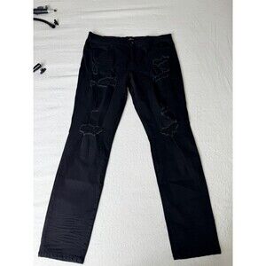 Fashion Nova Men Black Ripped Jeans 38,new